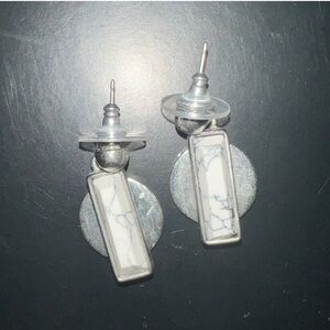 Silver & marble earrings